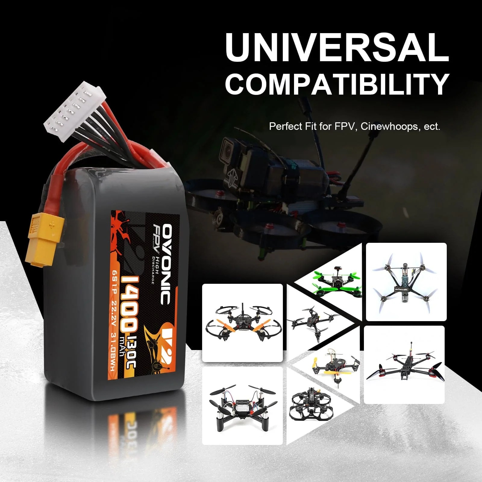 Ovonic 6S 1400mAh 130C LiPo バッ - Walksnail Avatar Hd Goggles X のレビューと価格