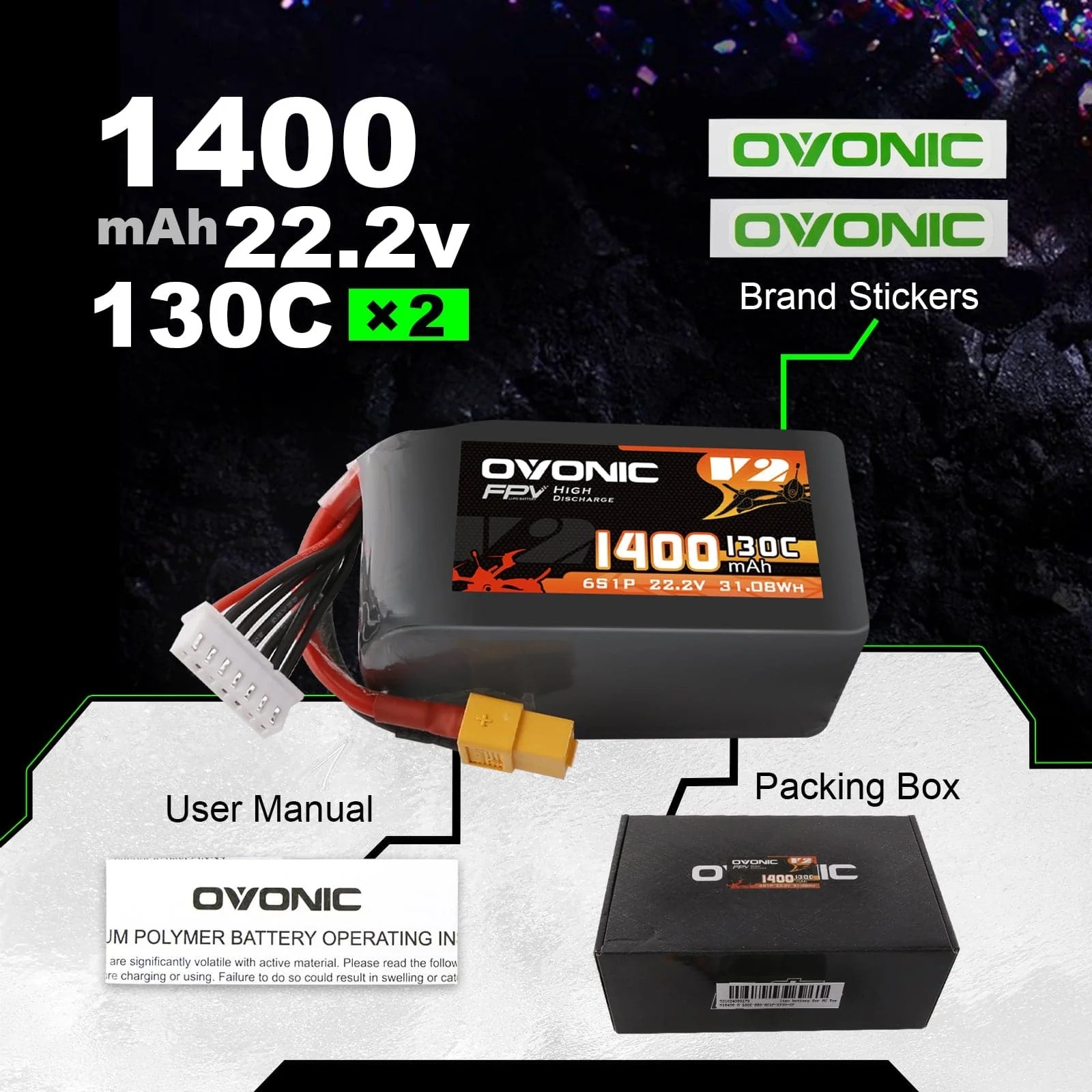 Ovonic 6S 1400mAh 130C LiPo バッ - Walksnail Avatar Hd Goggles X のレビューと価格